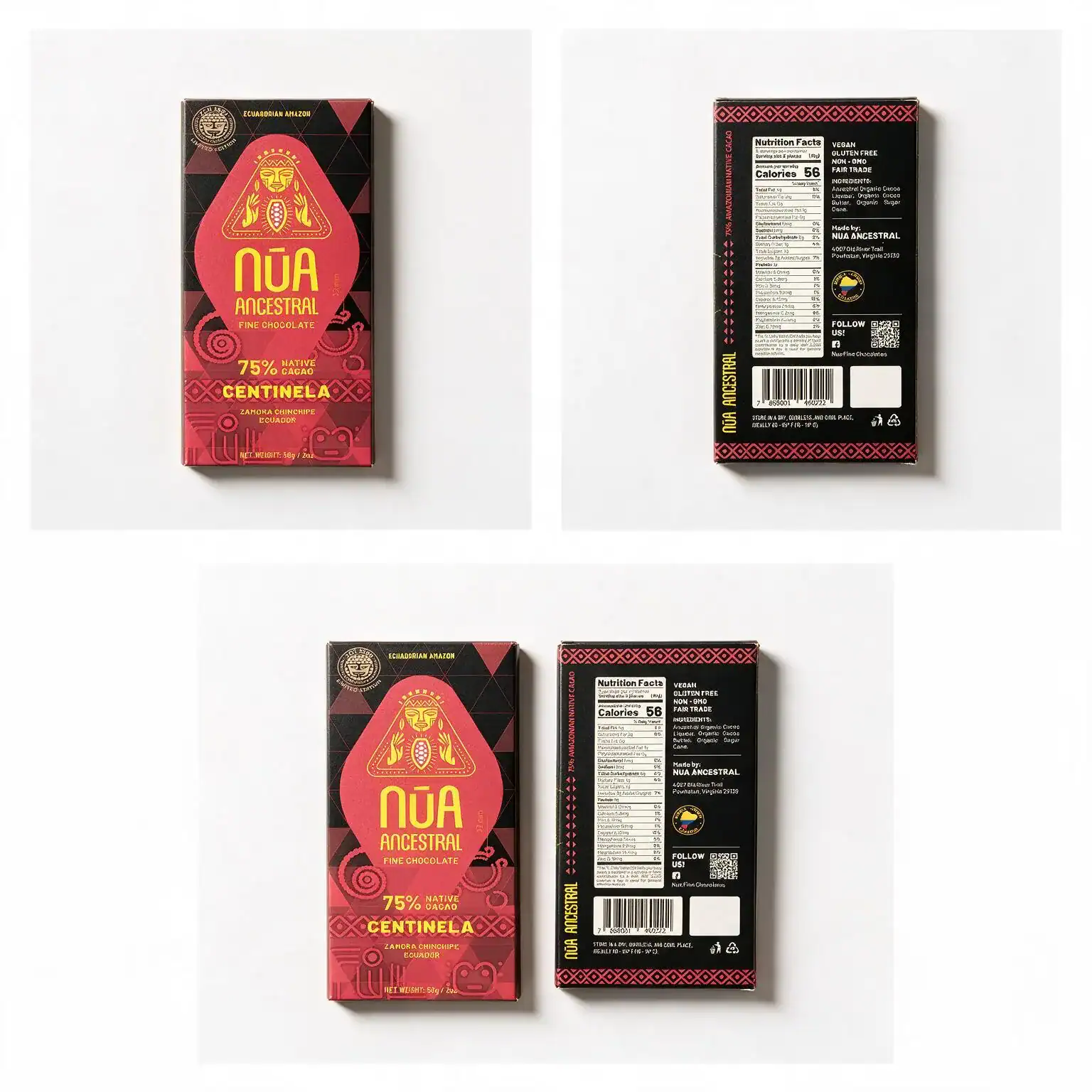 NŪA Ancestral Centinela 75% – Chocolate Fino de Cacao 56 g - Imagen 3