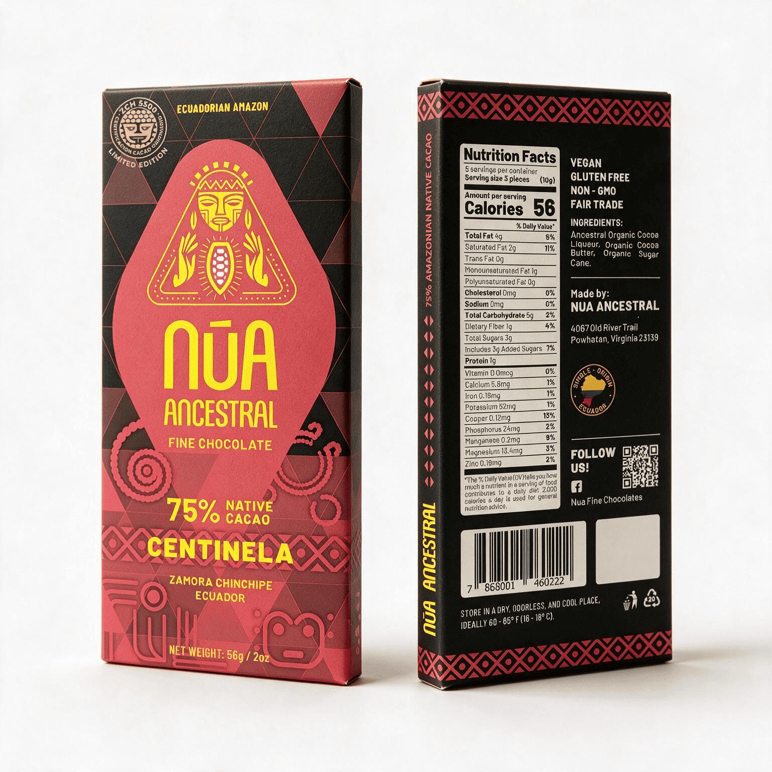 NŪA Ancestral Centinela 75% – Chocolate Fino de Cacao 56 g - Imagen 2