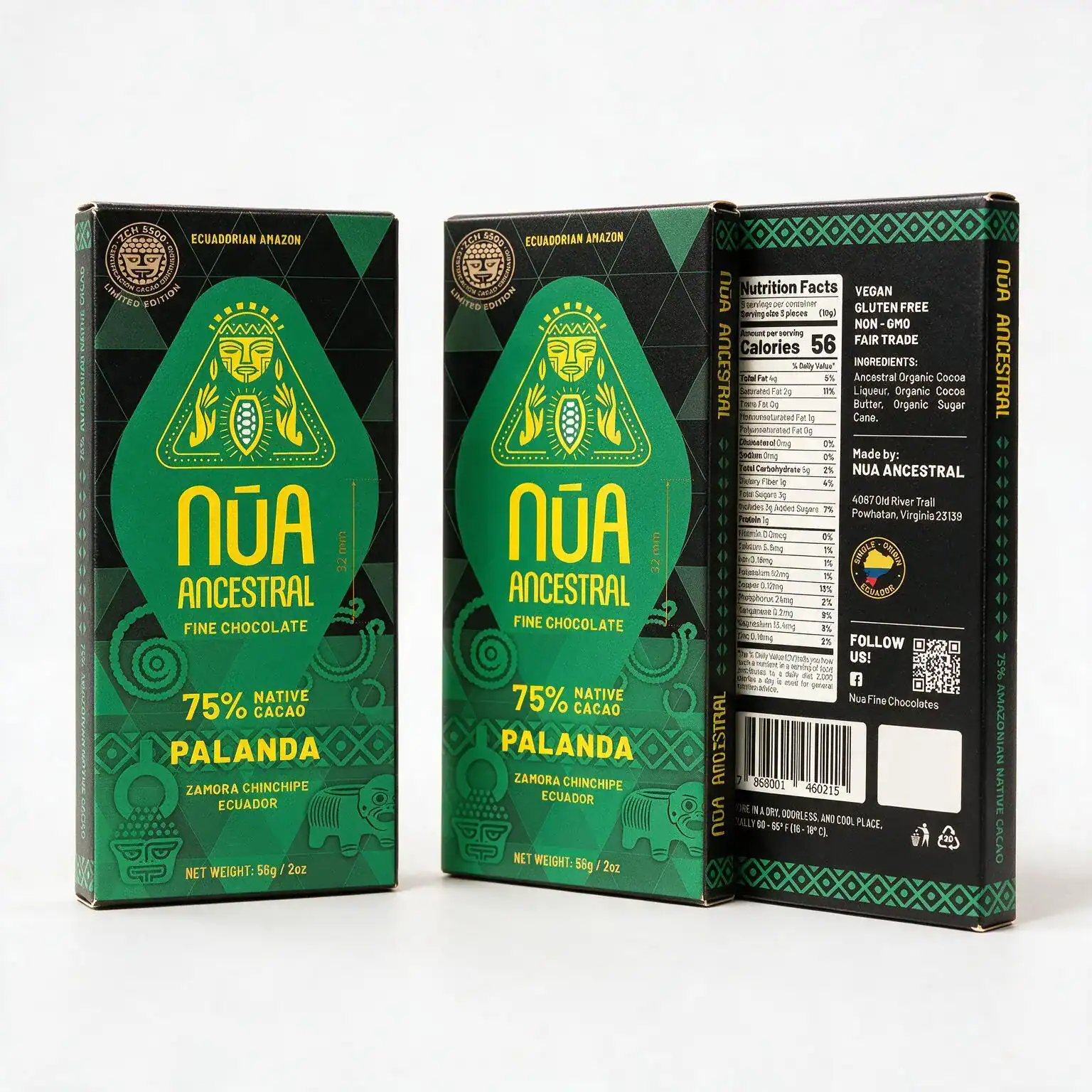 NŪA Ancestral Palanda 75% – Chocolate Fino de Cacao Amazónico 56 g - Imagen 3